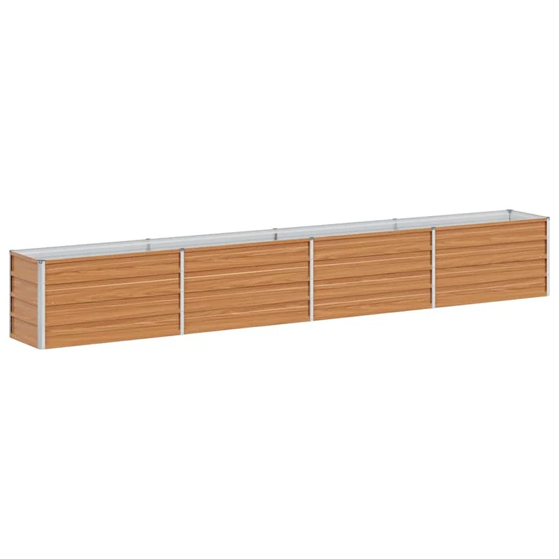 Jardinière surélevée encadrée acier galvanisé 320 x 40 x 45 cm solide et résistante au temps style industriel en acier marron clair 02_0059018