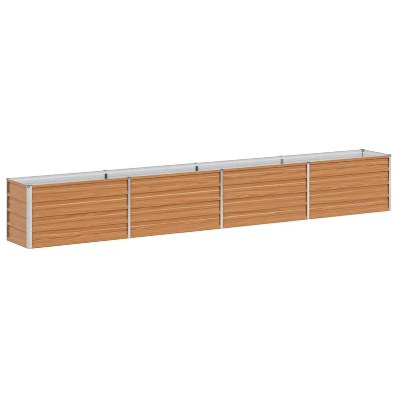 Jardinière surélevée encadrée acier galvanisé 320 x 40 x 45 cm solide et résistante au temps style industriel en acier marron clair 02_0059018
