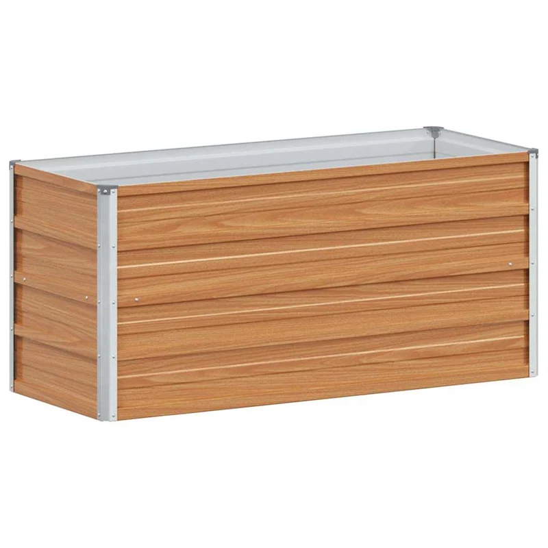 Jardinière surélevée style industriel chic extérieur 100 x 40 x 45 cm résistante aux intempéries en acier galvanisé marron clair 02_0059012