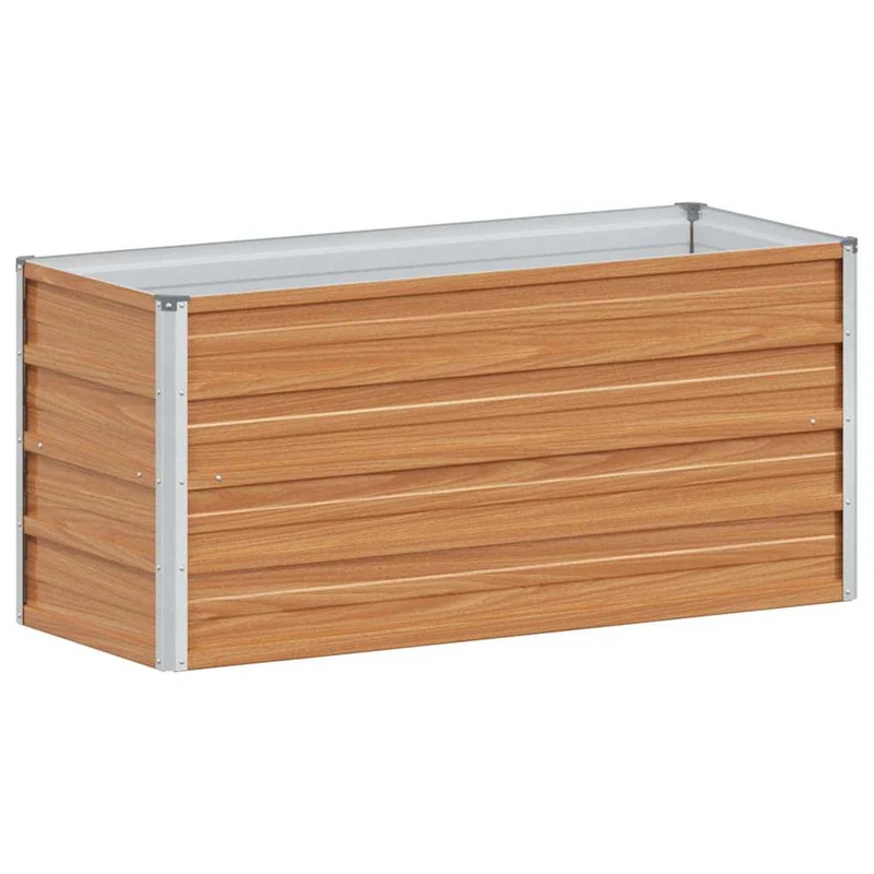 Jardinière surélevée style industriel chic extérieur 100 x 40 x 45 cm résistante aux intempéries en acier galvanisé marron clair 02_0059012
