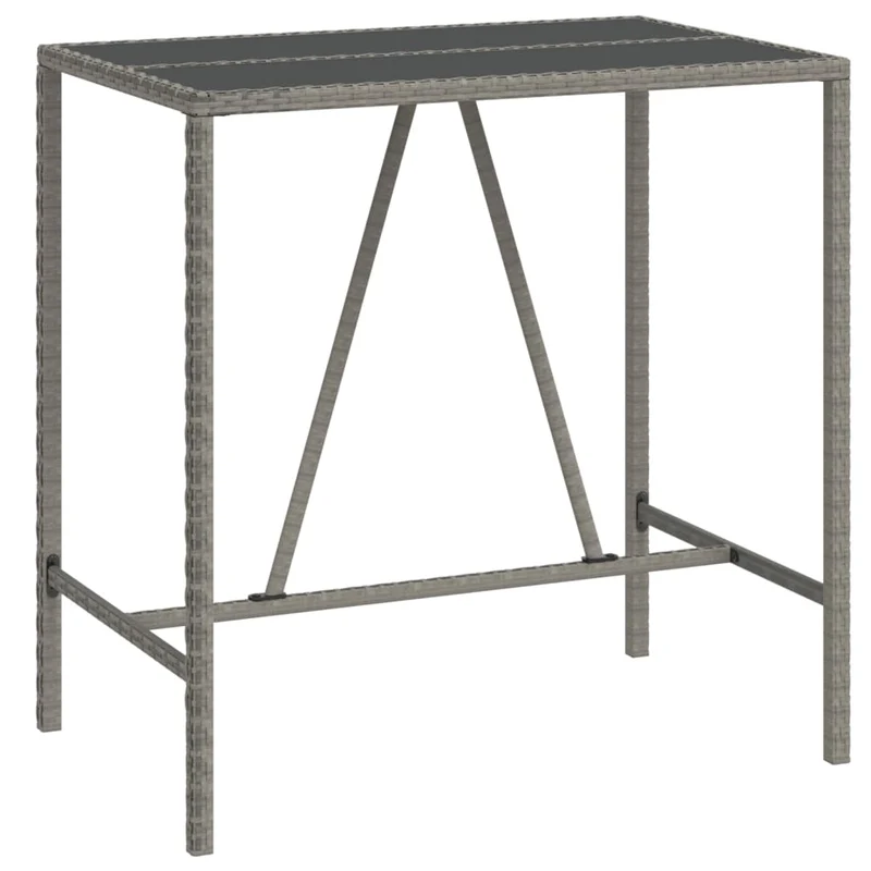 Ensemble de bar de jardin meuble extérieur terrasse 5 pièces gris poly rotin/bois massif acacia 02_0013482