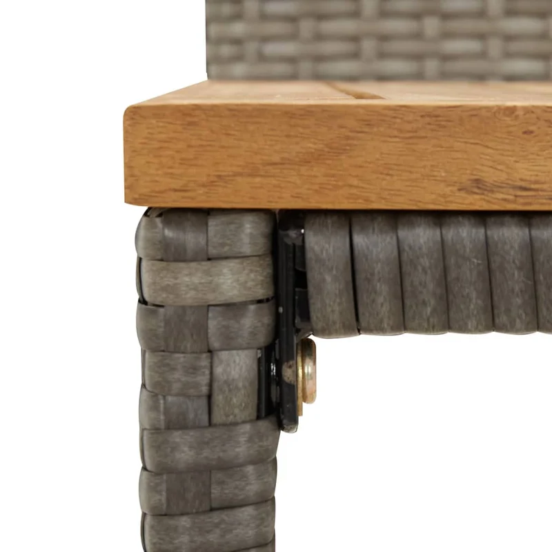 Ensemble de bar de jardin meuble extérieur terrasse 5 pièces gris poly rotin/bois massif acacia 02_0013482