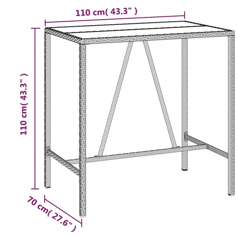 Ensemble de bar de jardin meuble extérieur terrasse 5 pièces gris poly rotin/bois massif acacia 02_0013482