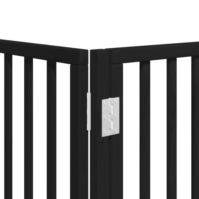 Barrière de sécurité pour chien animaux de compagnie porte pliable 12 panneaux bois peuplier noir 02_0023180