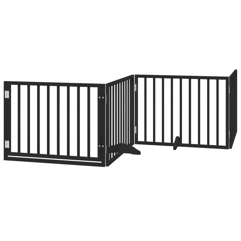 Barrière de sécurité pour chien animaux de compagnie porte pliable 8 panneaux bois peuplier noir 02_0023255