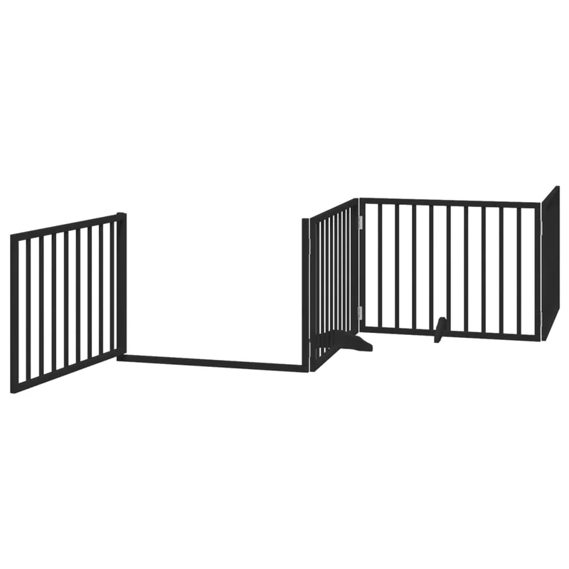 Barrière de sécurité pour chien animaux de compagnie porte pliable 8 panneaux bois peuplier noir 02_0023255