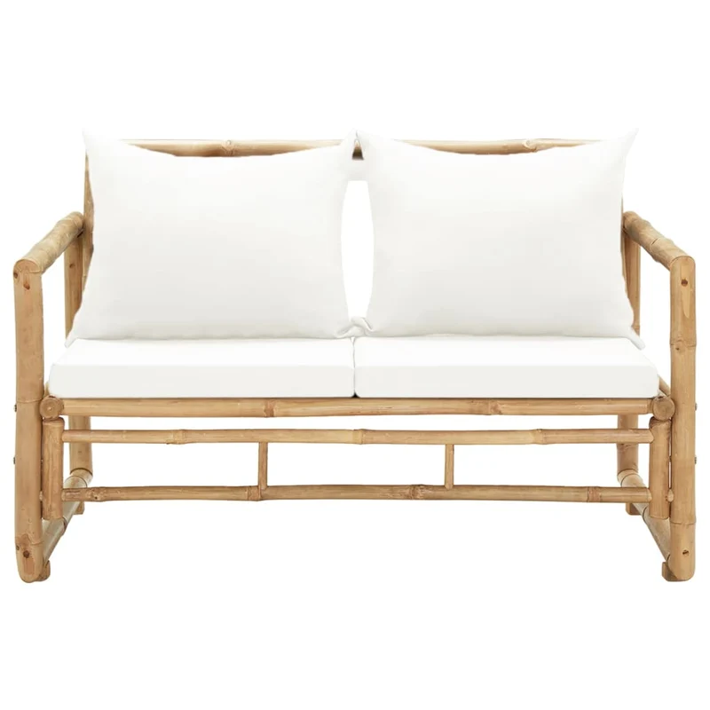 Canapé de jardin à 2 places avec coussins 115 x 65 x 72 cm bambou 02_0011856