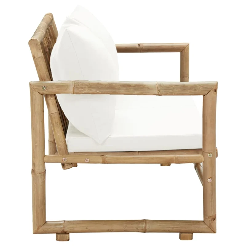 Canapé de jardin à 2 places avec coussins 115 x 65 x 72 cm bambou 02_0011856