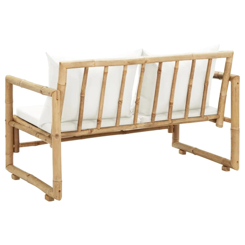 Canapé de jardin à 2 places avec coussins 115 x 65 x 72 cm bambou 02_0011856