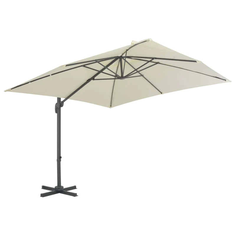 Parasol meuble de jardin en porte-à-faux avec mât en aluminium 300 x 300 cm sable 02_0008615