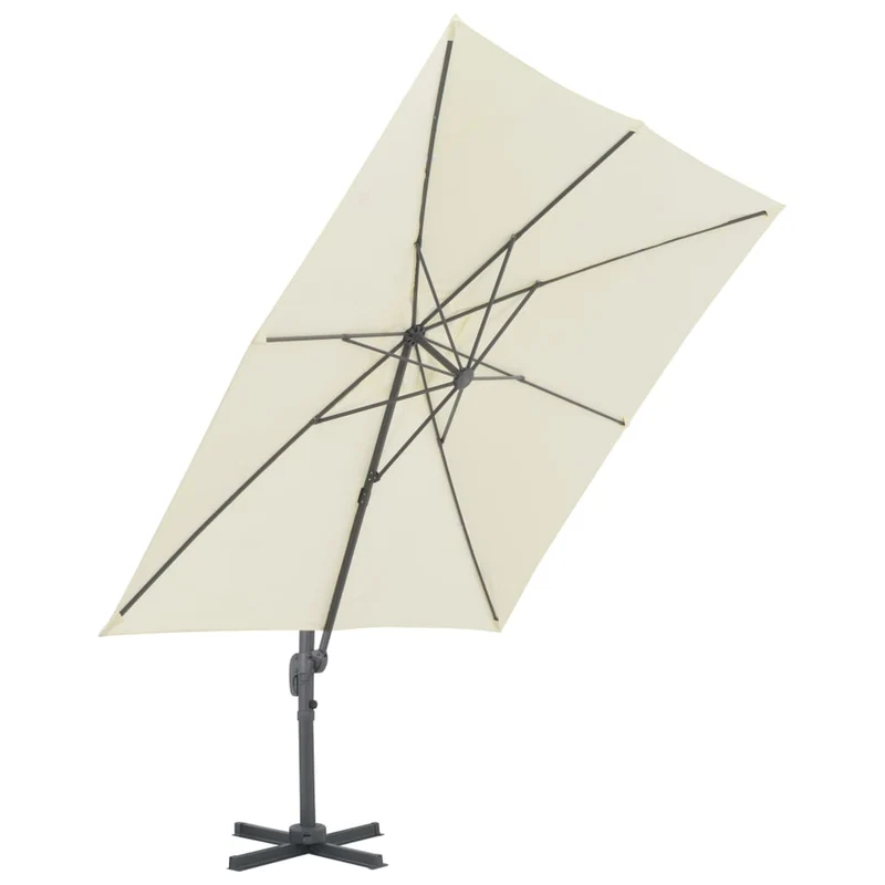 Parasol meuble de jardin en porte-à-faux avec mât en aluminium 300 x 300 cm sable 02_0008615
