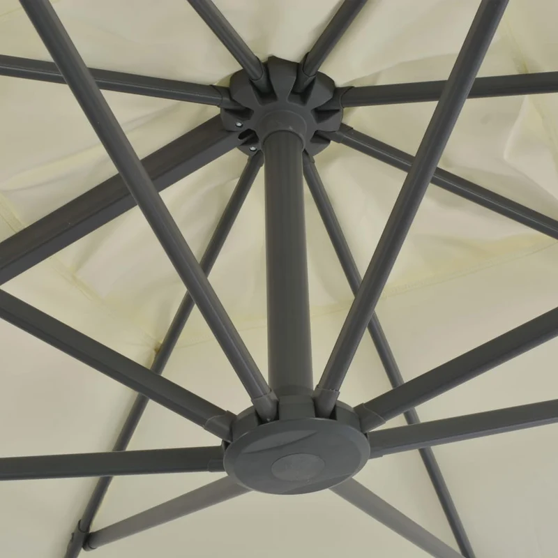 Parasol meuble de jardin en porte-à-faux avec mât en aluminium 300 x 300 cm sable 02_0008615