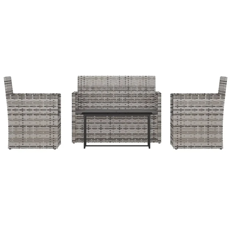 Mobilier d'extérieur 4 pièces avec coussins résine tressée gris 02_0014527