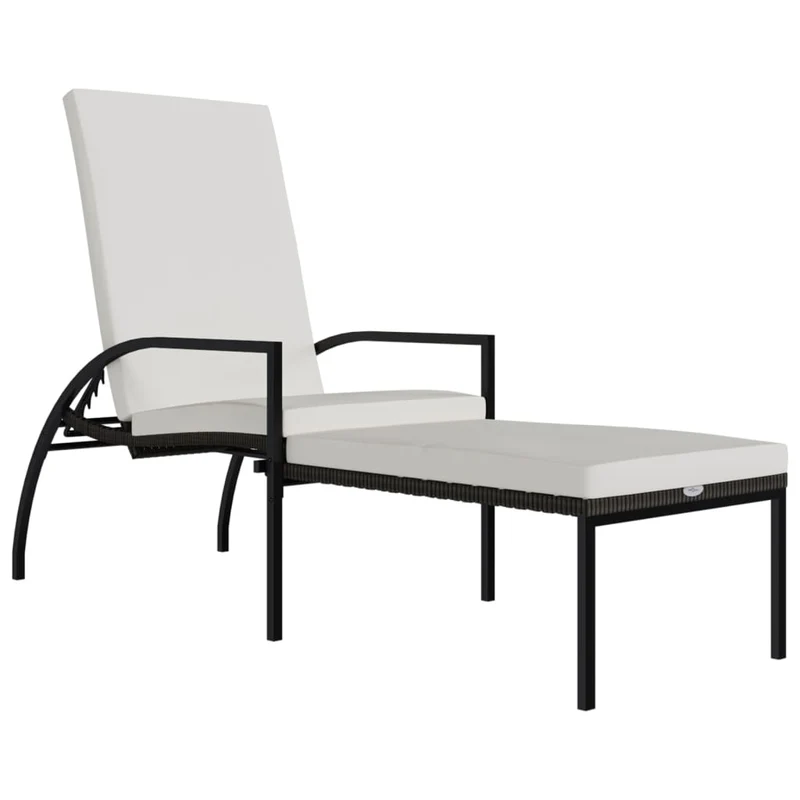Transat chaise longue bain de soleil lit de jardin terrasse meuble d'extérieur avec repose-pied résine tressée marron 02_0012591