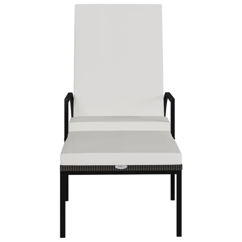 Transat chaise longue bain de soleil lit de jardin terrasse meuble d'extérieur avec repose-pied résine tressée marron 02_0012591