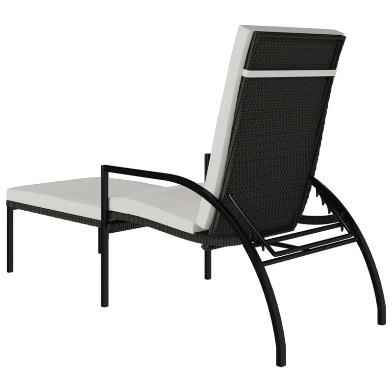 Transat chaise longue bain de soleil lit de jardin terrasse meuble d'extérieur avec repose-pied résine tressée marron 02_0012591
