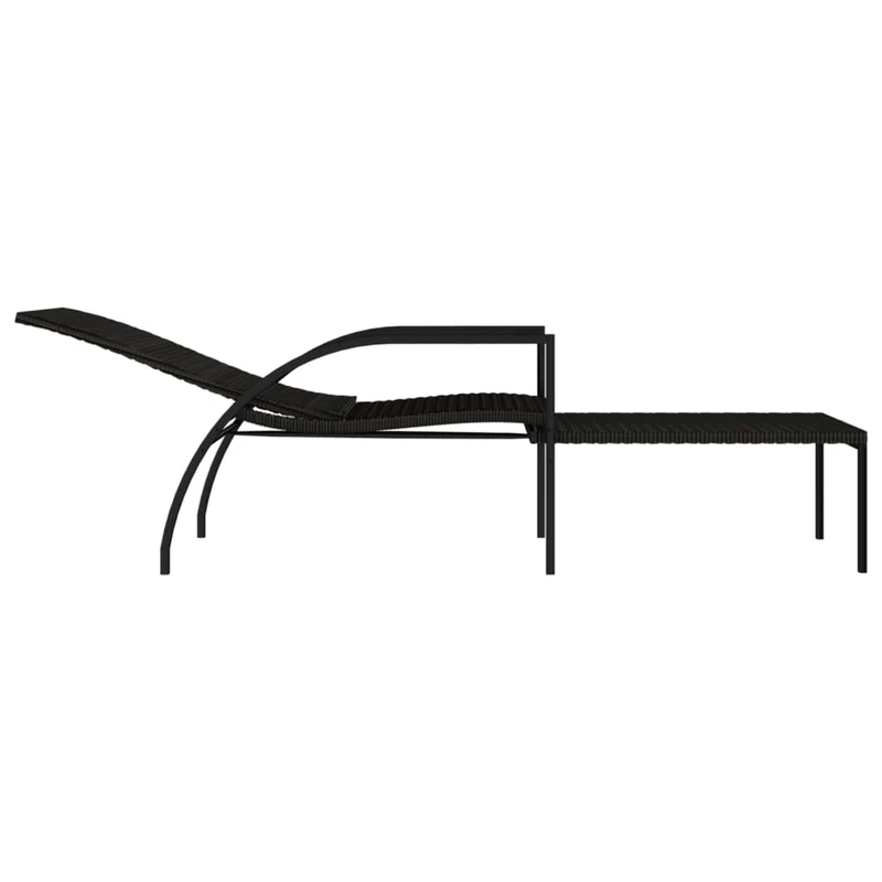 Transat chaise longue bain de soleil lit de jardin terrasse meuble d'extérieur avec repose-pied résine tressée marron 02_0012591