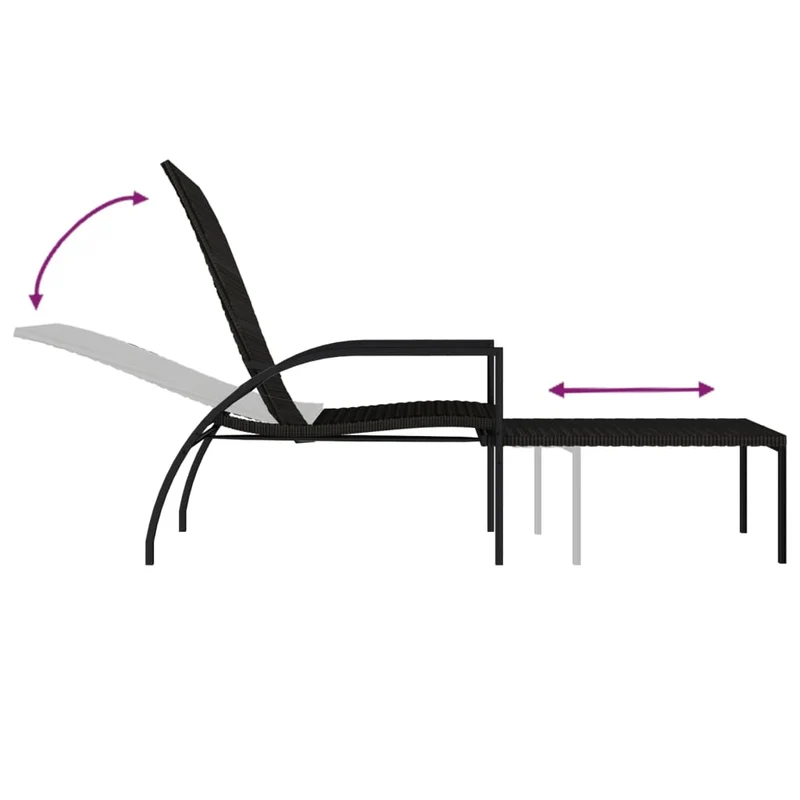 Transat chaise longue bain de soleil lit de jardin terrasse meuble d'extérieur avec repose-pied résine tressée marron 02_0012591