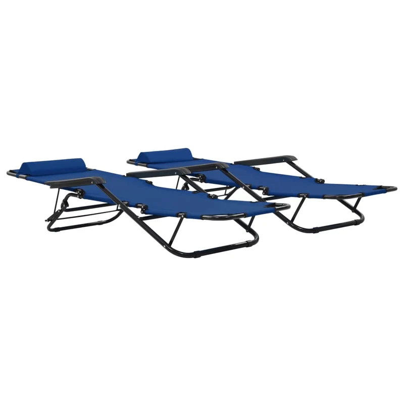 Chaises longues pliables 2 pièces avec repose-pied acier bleu 02_0011941