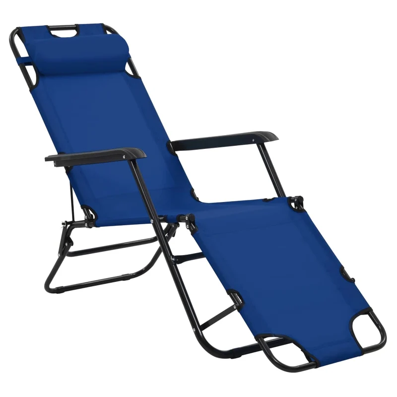 Chaises longues pliables 2 pièces avec repose-pied acier bleu 02_0011941