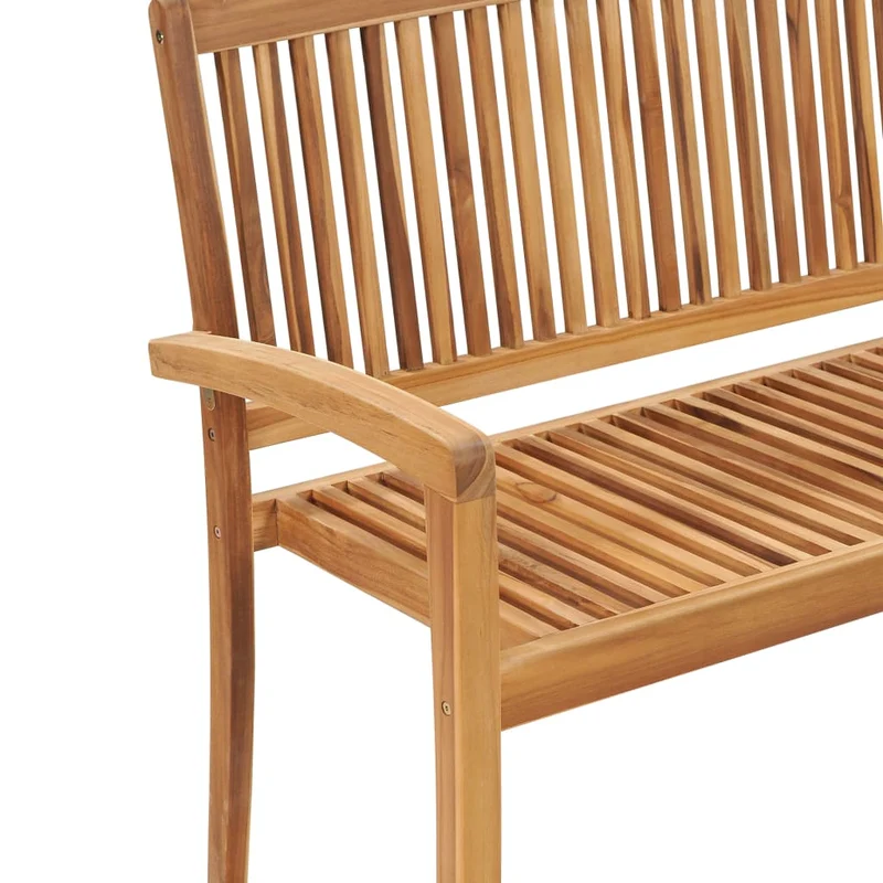 Banc de jardin meuble de patio d'extérieur terrasse empilable et coussin 128,5cm bois de teck massif 02_0011662