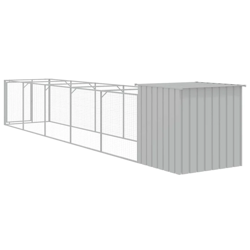 Niche pour chien avec cour clair 110 x 609 x 110 cm gris 02_0043492