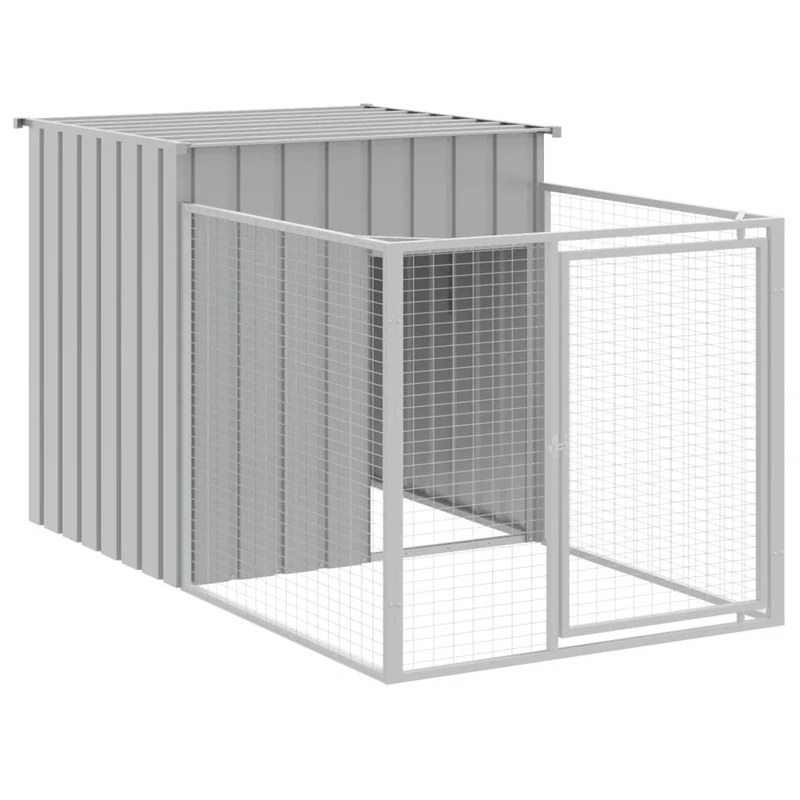 Niche pour chien avec cour clair 110 x 609 x 110 cm gris 02_0043492