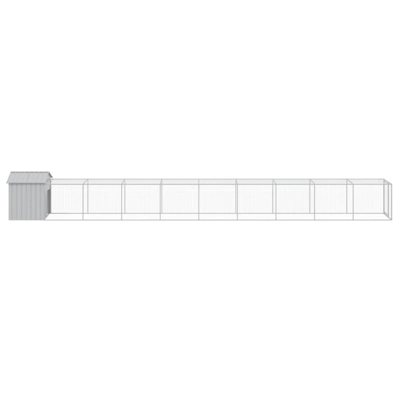 Poulailler enclos cage poules avec cour clair 117 x 1017 x 123 cm acier galvanisé gris 02_0043956