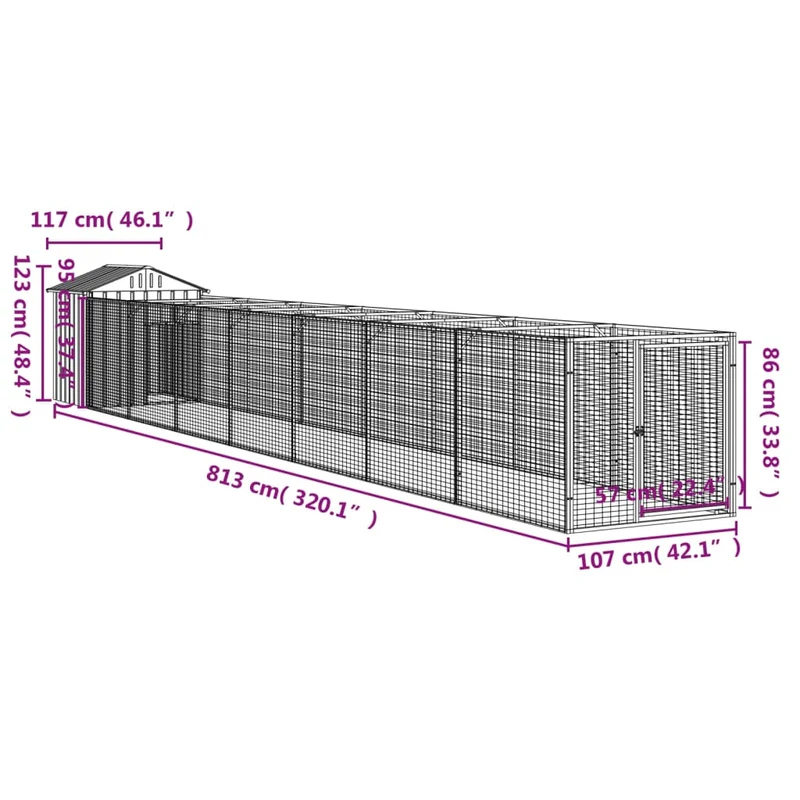 Niche pour chien avec toit acier galvanisé anthracite 02_0043524