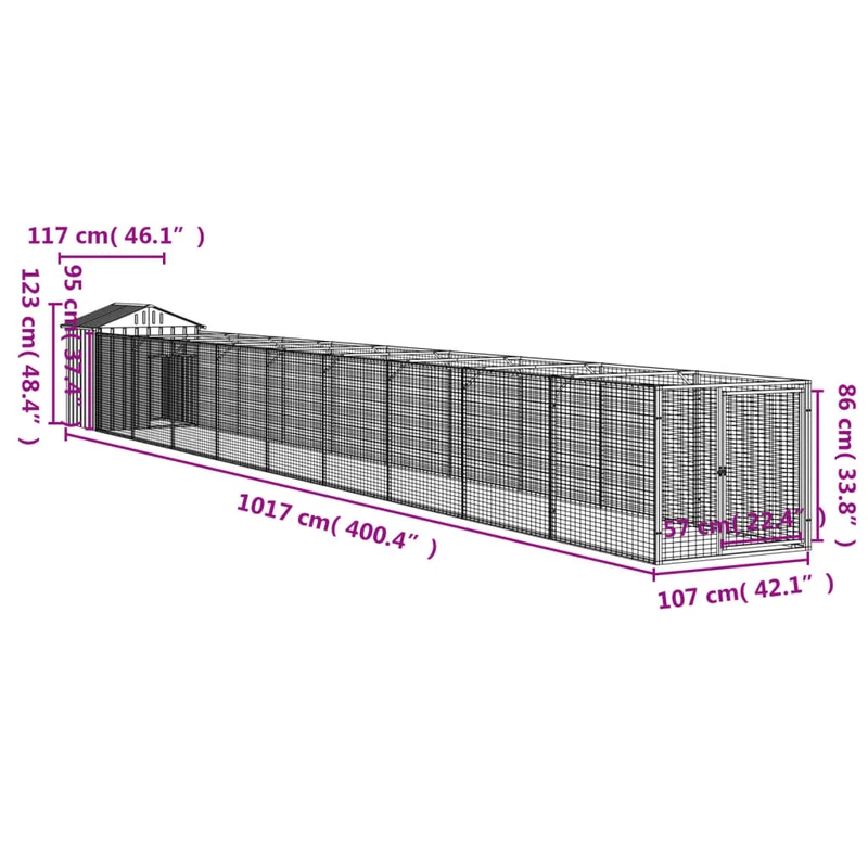 Niche pour chien avec toit acier galvanisé anthracite 02_0043521