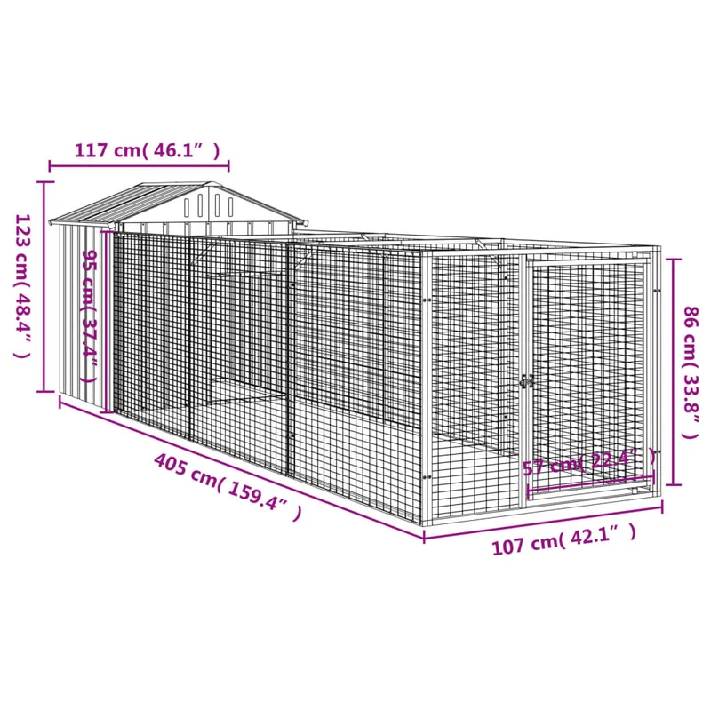 Niche pour chien avec toit acier galvanisé anthracite 02_0043518