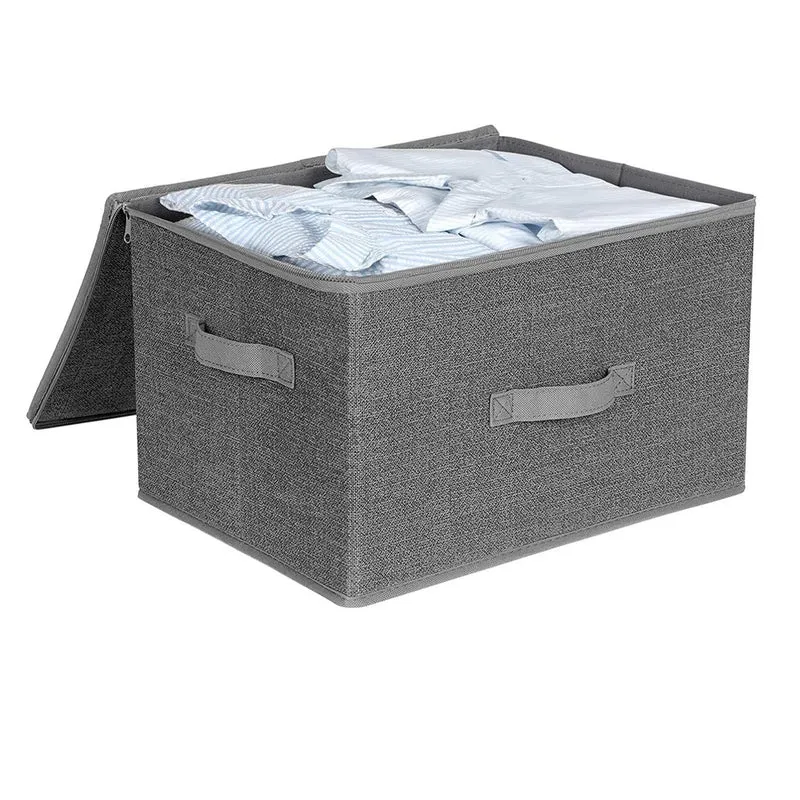 Sac de rangement lot de 3 avec couvercle boîte de rangement pliable avec poignées pour jouets vêtements gris 12_0003081
