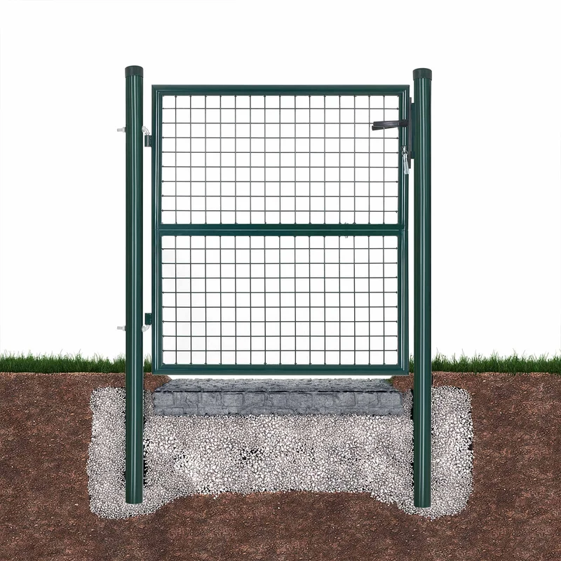 Portillon de jardin en acier galvanisé portail de jardin porte de clôture avec serrure poignée et clé 106 x 150 cm (l x h) vert 12_0001910