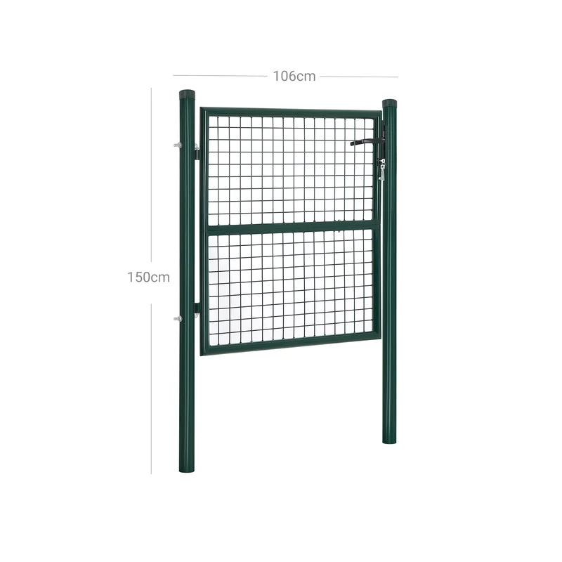 Portillon de jardin en acier galvanisé portail de jardin porte de clôture avec serrure poignée et clé 106 x 150 cm (l x h) vert 12_0001910