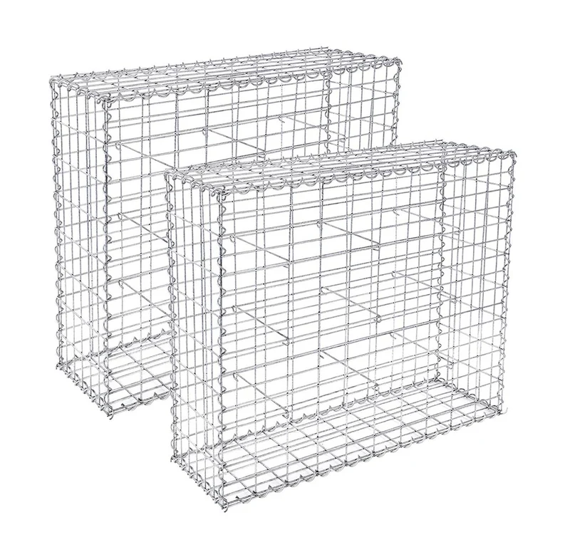 Lot de 2 gabions à pierres cages métallique maille fine 5 x 10 cm acier galvanisé antirouille 100 x 80 x 30 cm cloison murale décoration jardin 12_0001930