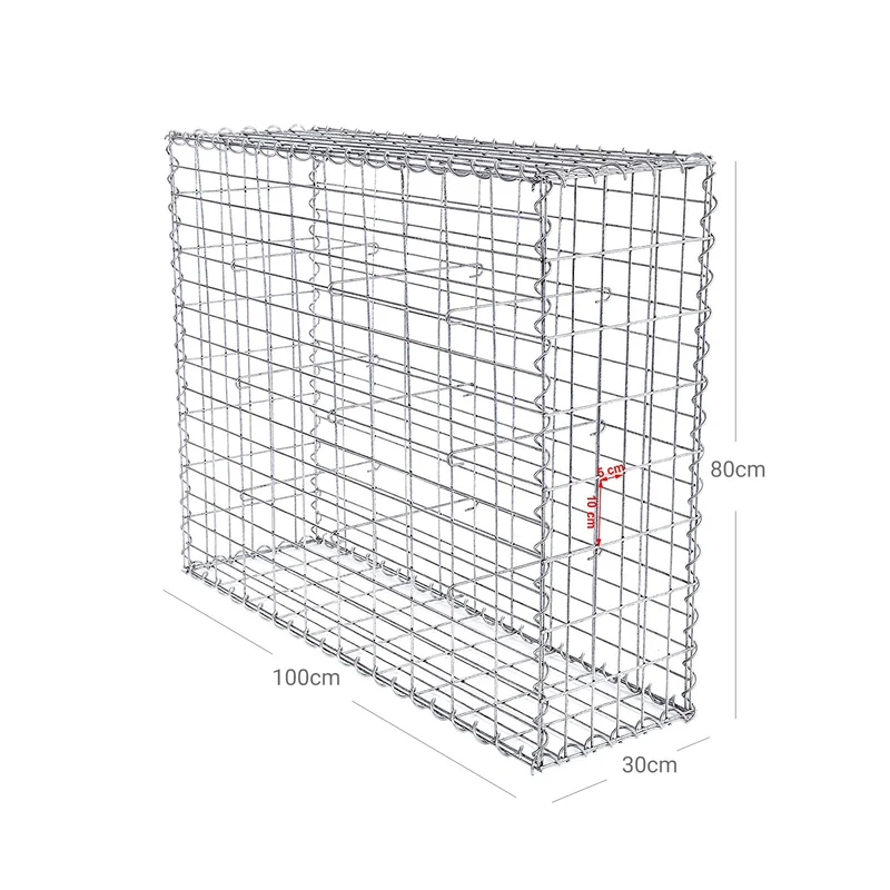 Lot de 2 gabions à pierres cages métallique maille fine 5 x 10 cm acier galvanisé antirouille 100 x 80 x 30 cm cloison murale décoration jardin 12_0001930