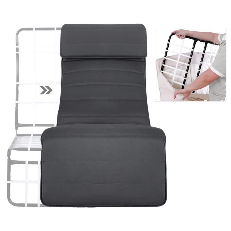 Fauteuil à bascule chaise berçante avec repose-pieds réglable à 5 niveaux avec oreiller housse en coton capacité de charge 150 kg gris 1112007