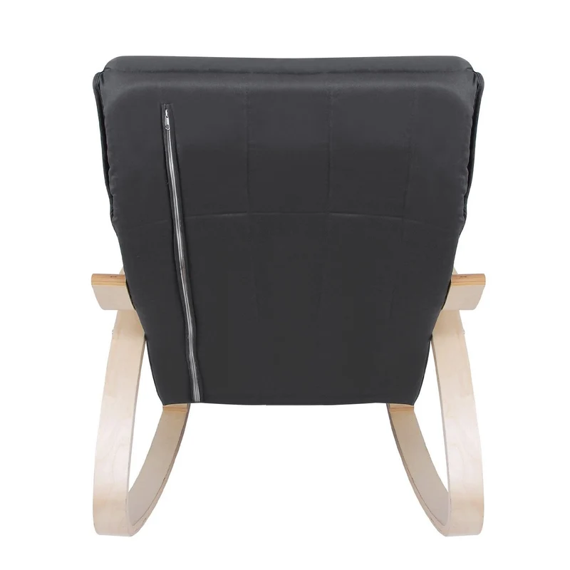 Fauteuil à bascule chaise berçante avec repose-pieds réglable à 5 niveaux avec oreiller housse en coton capacité de charge 150 kg gris 1112007