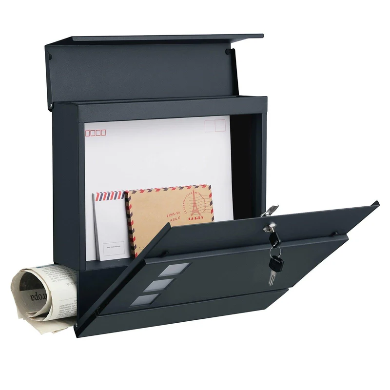 Boîte aux lettres moderne avec porte-journaux couvercle verrouillable facile à installer gris anthracite 12_0001646