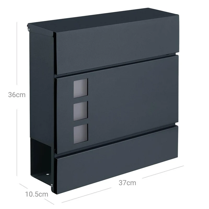 Boîte aux lettres moderne avec porte-journaux couvercle verrouillable facile à installer gris anthracite 12_0001646