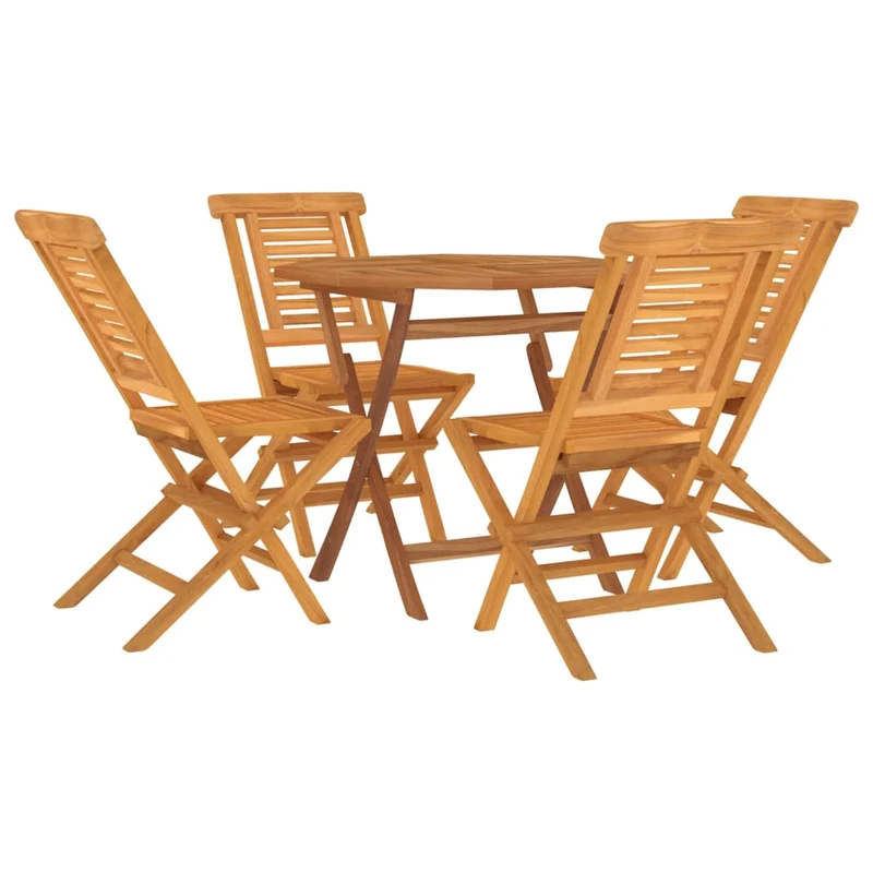 Ensemble à dîner salon de jardin meuble d'extérieur 5 pièces bois de teck massif 02_0014295