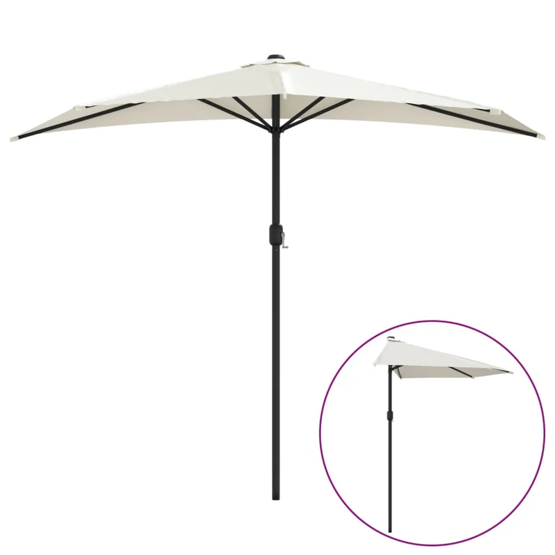 Parasol de balcon avec mât en aluminium 270 x 135 cm demi sable 02_0008304