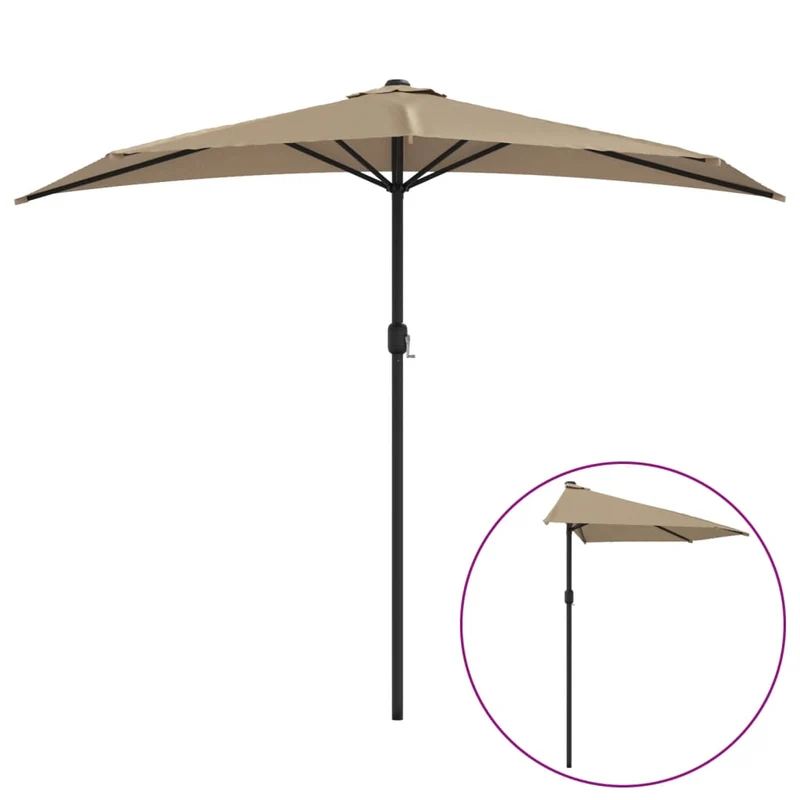 Parasol de balcon avec mât en aluminium 270 x 135 cm demi taupe 02_0008306