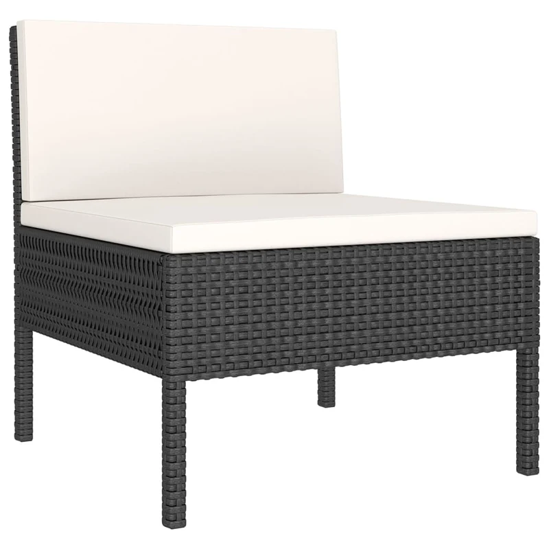 Salon de jardin meuble d'extérieur ensemble de mobilier 5 pièces avec coussins résine tressée noir 02_0016481