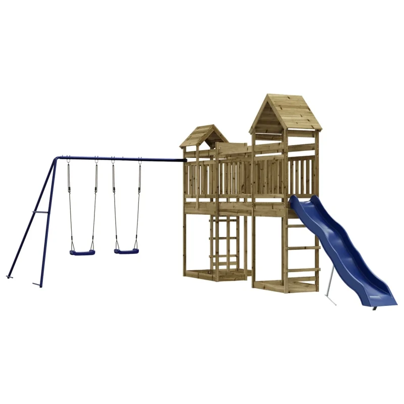 Aire de jeux d'extérieur balançoires toboggan portiques robuste jeux jardin 362 x 560 x 264 cm bois de pin imprégné 02_0004787