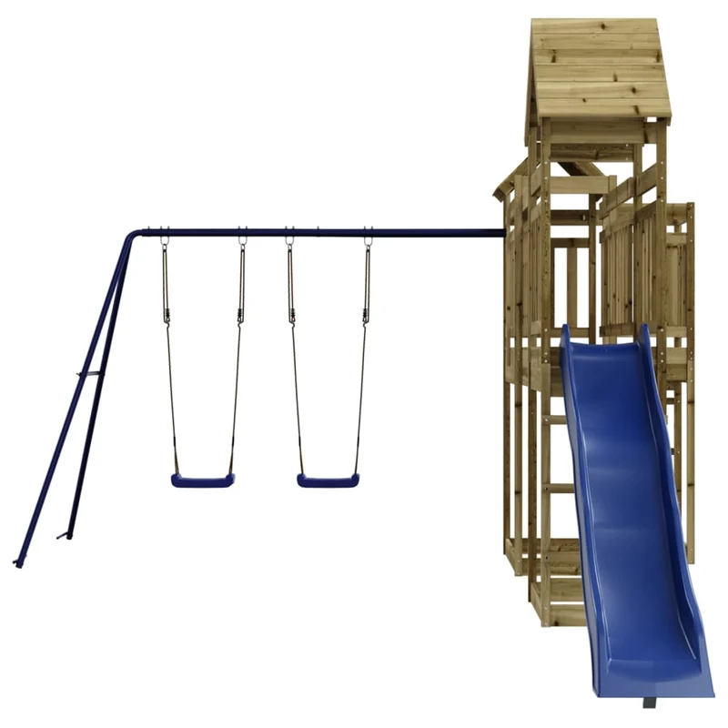 Aire de jeux d'extérieur balançoires toboggan portiques robuste jeux jardin 362 x 560 x 264 cm bois de pin imprégné 02_0004787