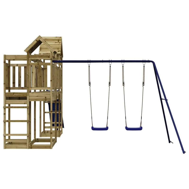Aire de jeux d'extérieur balançoires toboggan portiques robuste jeux jardin 362 x 560 x 264 cm bois de pin imprégné 02_0004787