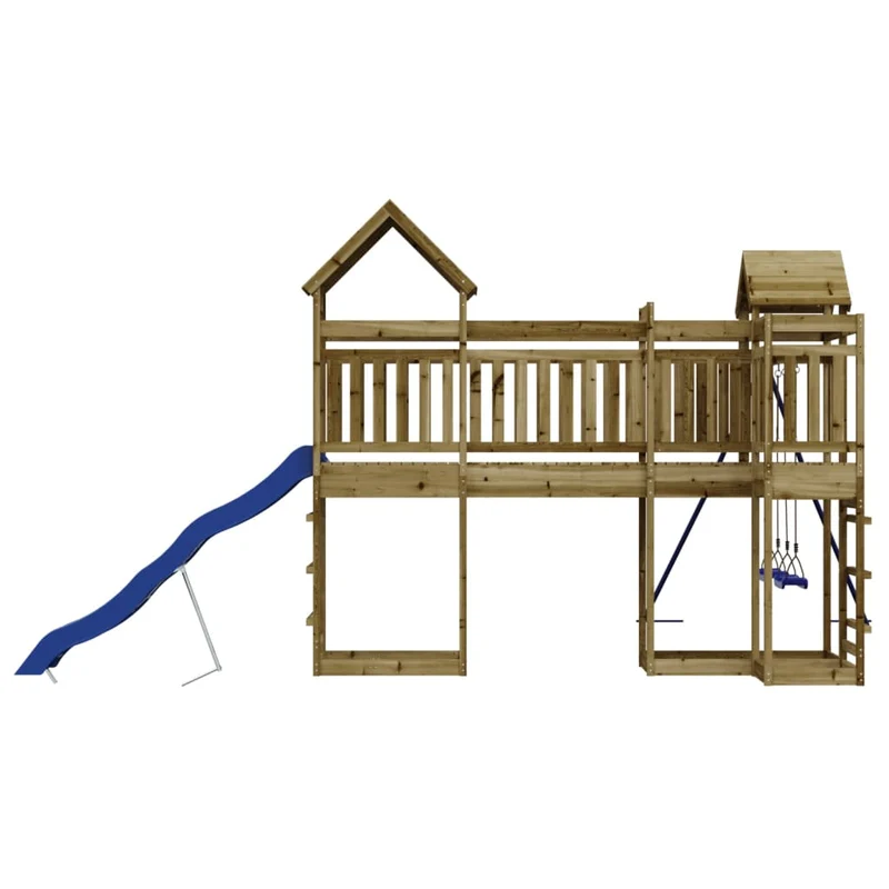 Aire de jeux d'extérieur balançoires toboggan portiques robuste jeux jardin 362 x 560 x 264 cm bois de pin imprégné 02_0004787