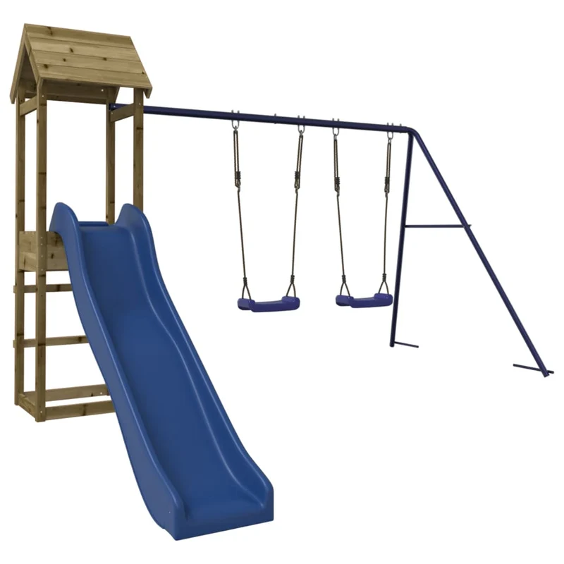 Aire de jeux d'extérieur balançoires toboggan portiques robuste jeux jardin 308 x 315 x 194 cm bois de pin imprégné 02_0004738