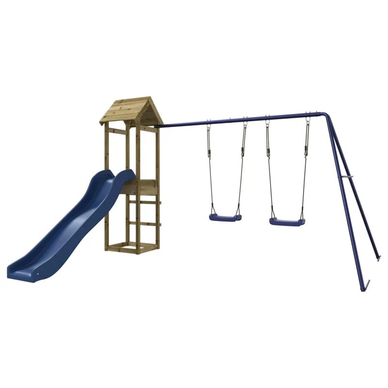 Aire de jeux d'extérieur balançoires toboggan portiques robuste jeux jardin 308 x 315 x 194 cm bois de pin imprégné 02_0004738